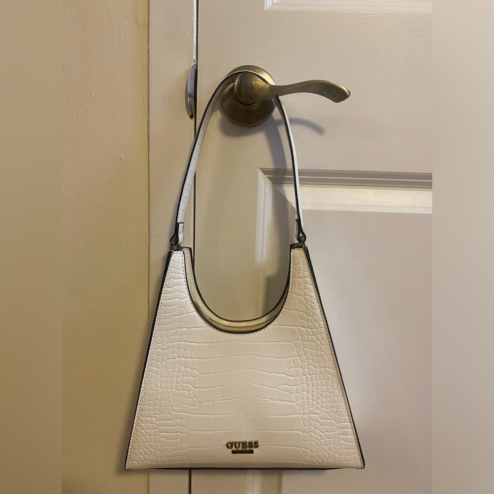 GUESS white croc bag